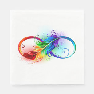 Servilleta De Papel Símbolo infinito con plumas arcoiris