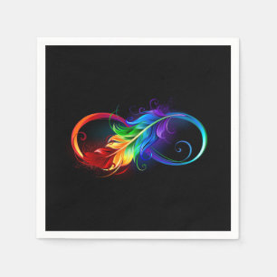 Servilleta De Papel Símbolo infinito con plumas arcoiris