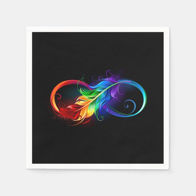 Servilleta De Papel Símbolo infinito con plumas arcoiris (Anverso)