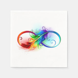 Servilleta De Papel Símbolo infinito con plumas arcoiris