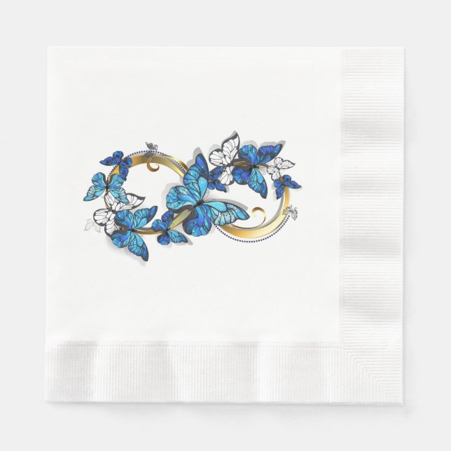 Servilleta De Papel Símbolo infinito de mariposas Morpho azules (Anverso)