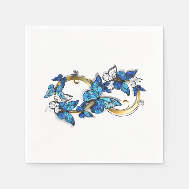 Servilleta De Papel Símbolo infinito de mariposas Morpho azules (Anverso)
