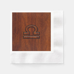 Servilleta De Papel Símbolo libra zodiaco sobre caoba
