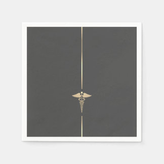 Servilleta De Papel Símbolo minimalista del Caduceo de Oro
