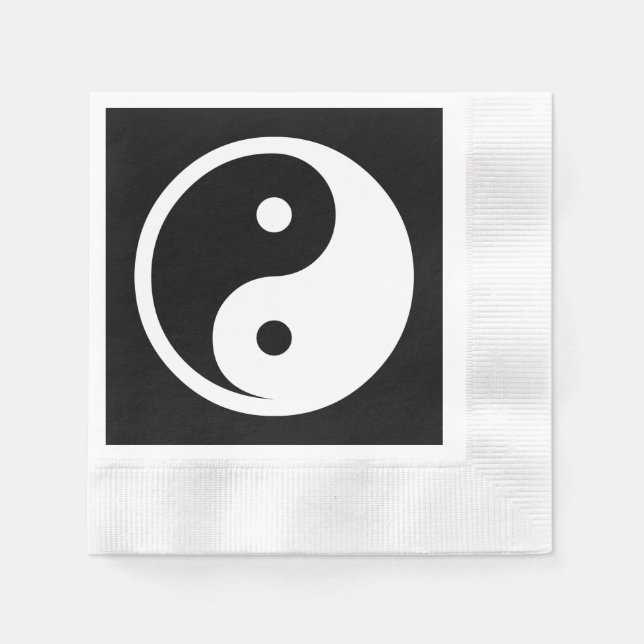 Servilleta De Papel Símbolo Yin Yang - diseño de tatuajes sólidos 2 (Anverso)