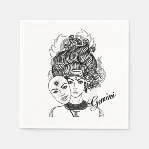 Servilleta De Papel Símbolo zodiaco y Rótulo de Gemini