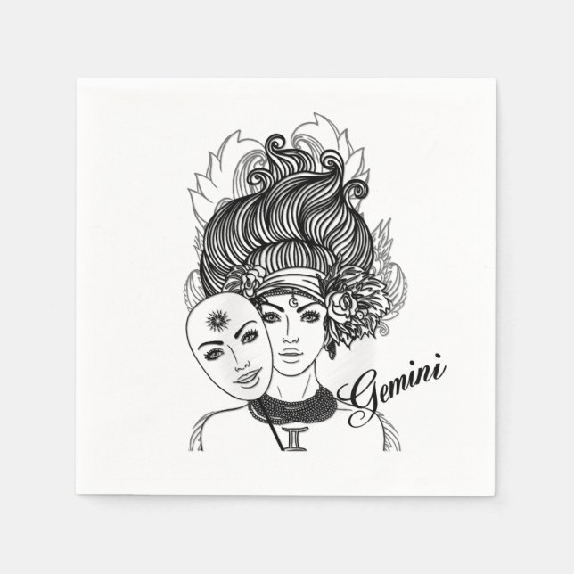 Servilleta De Papel Símbolo zodiaco y Rótulo de Gemini (Anverso)
