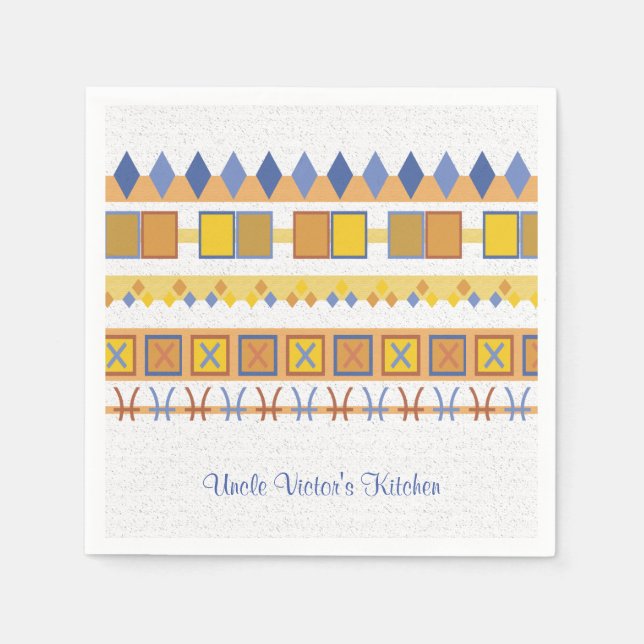 Servilleta De Papel Símbolos azules de la cocina del tío del patrón vi (Anverso)