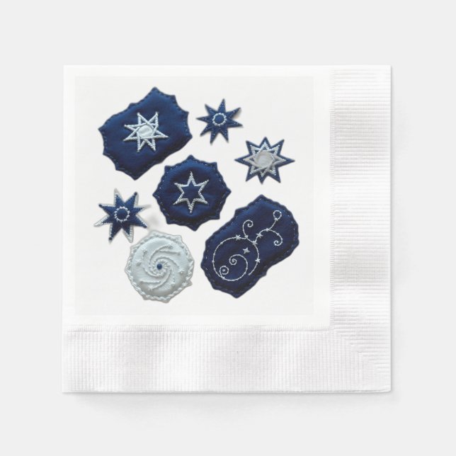 Servilleta De Papel Símbolos bordeados celestes (Anverso)