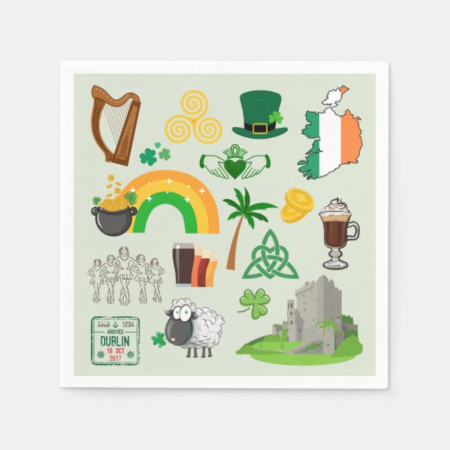 Servilleta De Papel Símbolos de Irlanda (Anverso)