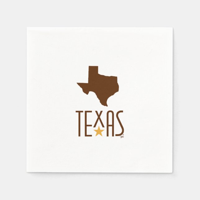Servilleta De Papel Símbolos de Texas, Estado de Texas, marrón (Anverso)