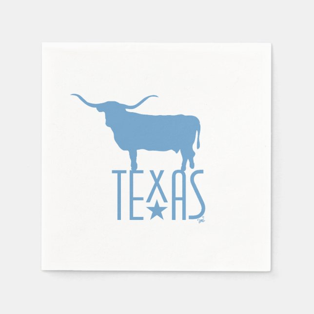 Servilleta De Papel Símbolos de Texas, Longhorn, azul (Anverso)