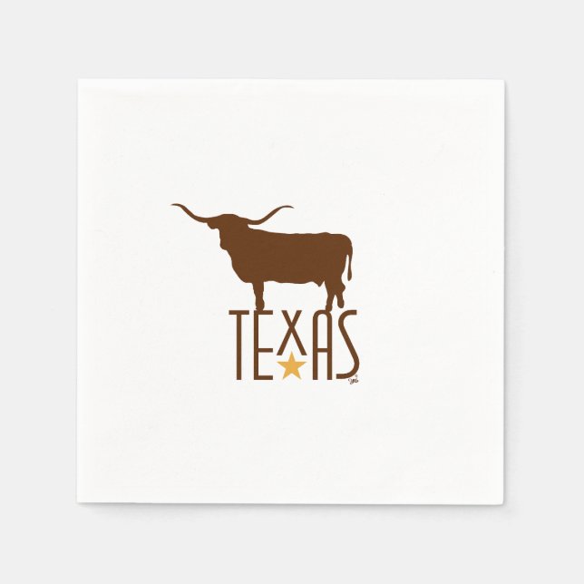 Servilleta De Papel Símbolos de Texas, Longhorn, marrón (Anverso)