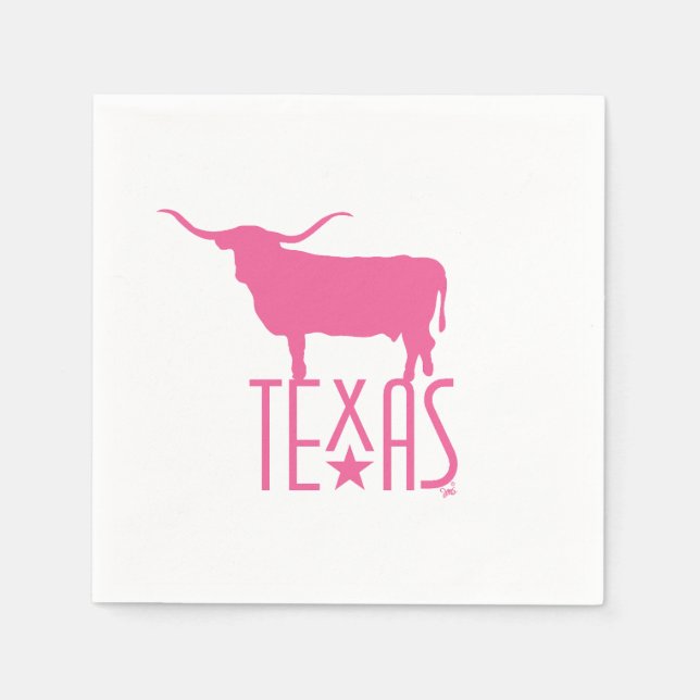 Servilleta De Papel Símbolos de Texas, Longhorn, rosa (Anverso)