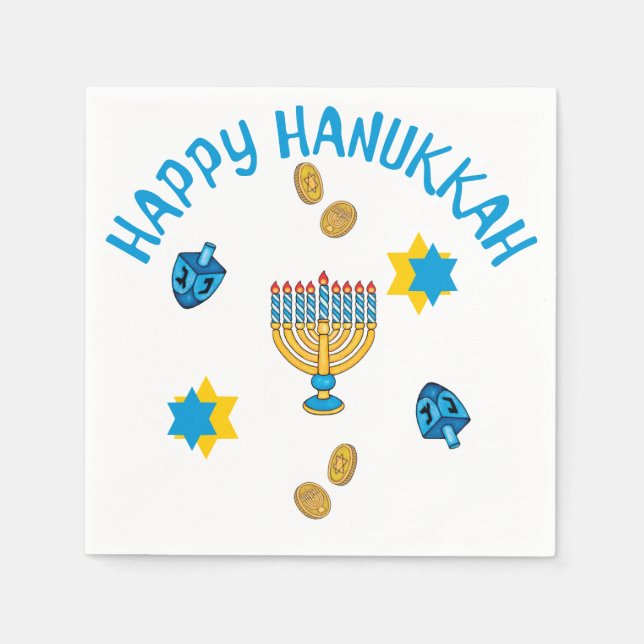 Servilleta De Papel Símbolos Hanukkuh (Anverso)