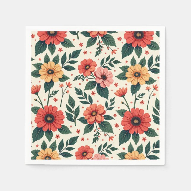 Servilleta De Papel Simetría floral clásica (Anverso)