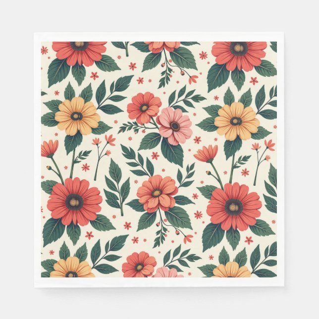 Servilleta De Papel Simetría floral clásica (Anverso)