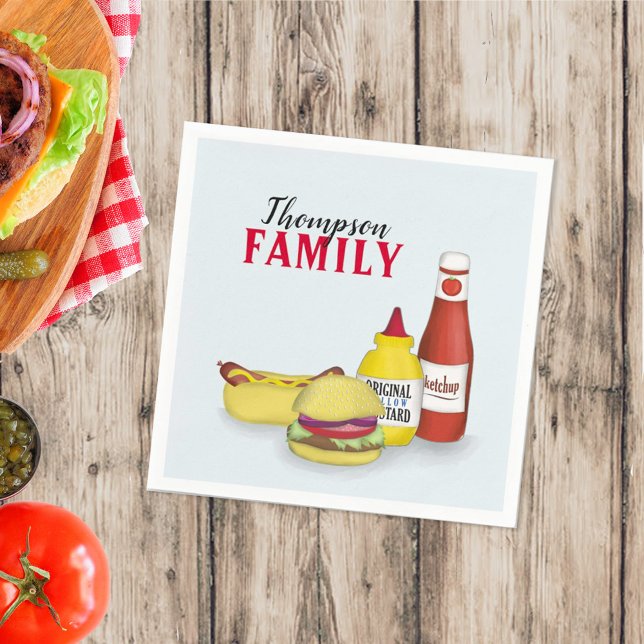 Servilleta De Papel Simple acuarela picnic Hamburger Hotdog Cute (Subido por el creador)
