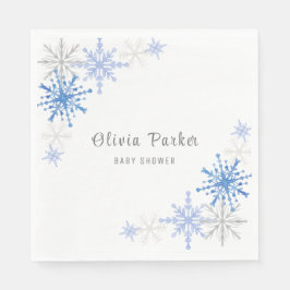 Servilleta De Papel Simple acuarela Snowflakes Winter Baby Shower