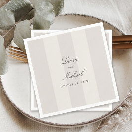 Servilleta De Papel Simple Beach Sand Neutral Cabana Stripes Wedding