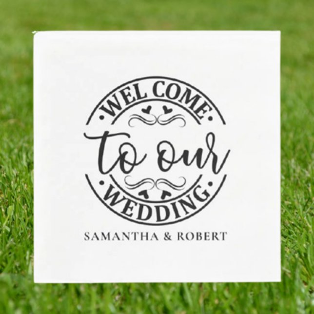 SERVILLETA DE PAPEL SIMPLE BIENVENIDA DE BODAS  (Personalize  napkins effortlessly—add a heartfelt touch today!)