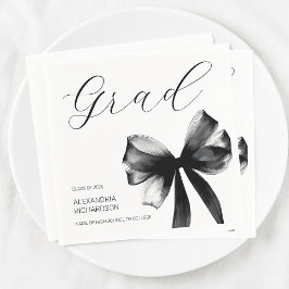 Servilleta De Papel Simple Black and White Cute Bow Graduation Party