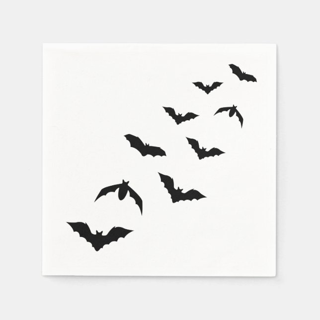 Servilleta De Papel Simple Black Halloween bats Silhouette Design (Anverso)