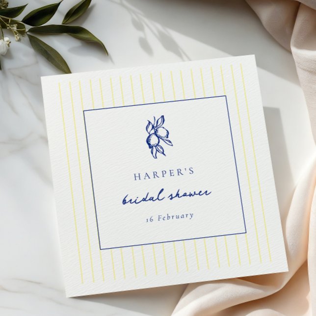 Servilleta De Papel Simple Blue & Yellow Doodle Lemons Bridal Shower (Subido por el creador)