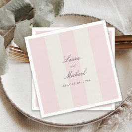 Servilleta De Papel Simple Blush Pink Cabana Stripes Wedding