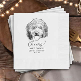 Servilleta De Papel Simple Boda de dibujo de mano de perro con vítores