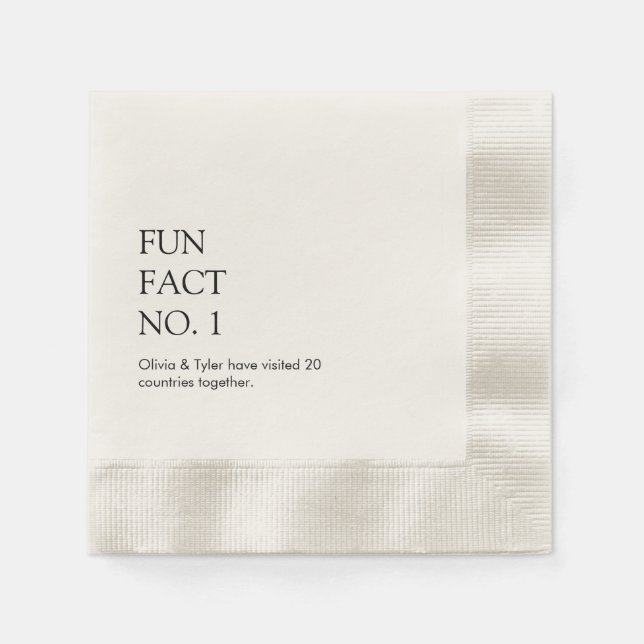 Servilleta De Papel Simple Boda Fun Fact Paper Napkin (Anverso)