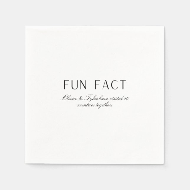 Servilleta De Papel Simple Boda Fun Fact Paper Napkin (Anverso)