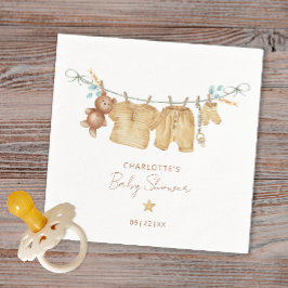 Servilleta De Papel Simple Boho Clothesline Baby Shower Napkins