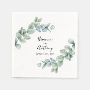 Servilleta De Papel Simple Boho Watercolor Eucalyptus Greenery Boda