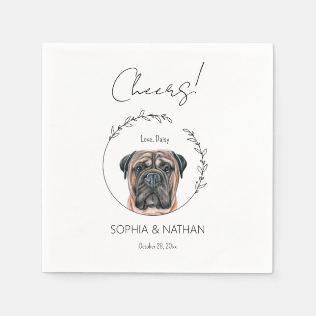 Servilleta De Papel Simple Bullmastiff Perro Boda Cocktail Napkins (Anverso)
