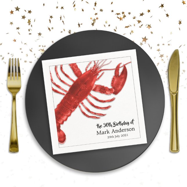 Servilleta De Papel Simple celebración de fiesta de cumpleaños temátic (Simple Lobster Themed Birthday Party Celebration Napkins)