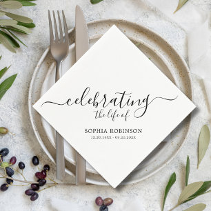 Servilleta De Papel Simple Celebración Del Funeral De Guión Elegante