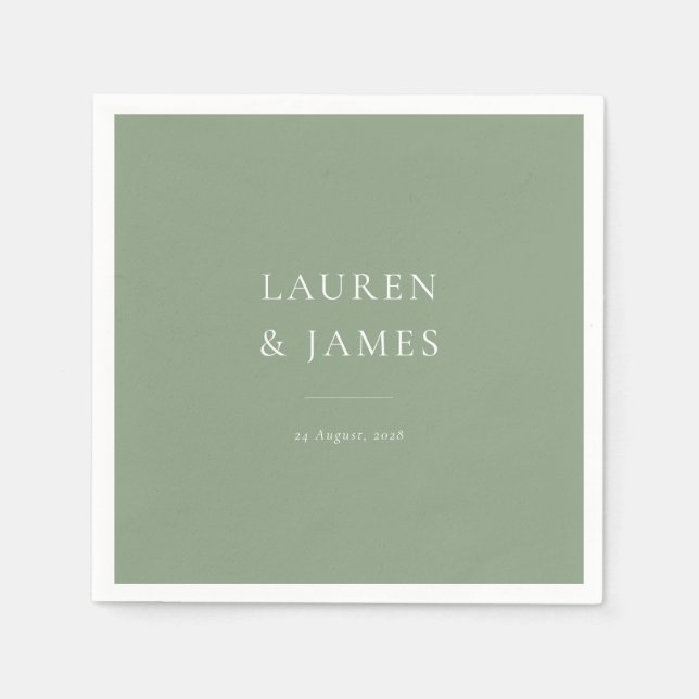 Servilleta De Papel Simple Classic Couples Name & Date Wedding (Anverso)