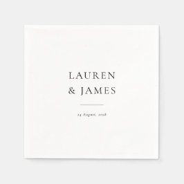 Servilleta De Papel Simple Classic Couples Name & Date Wedding