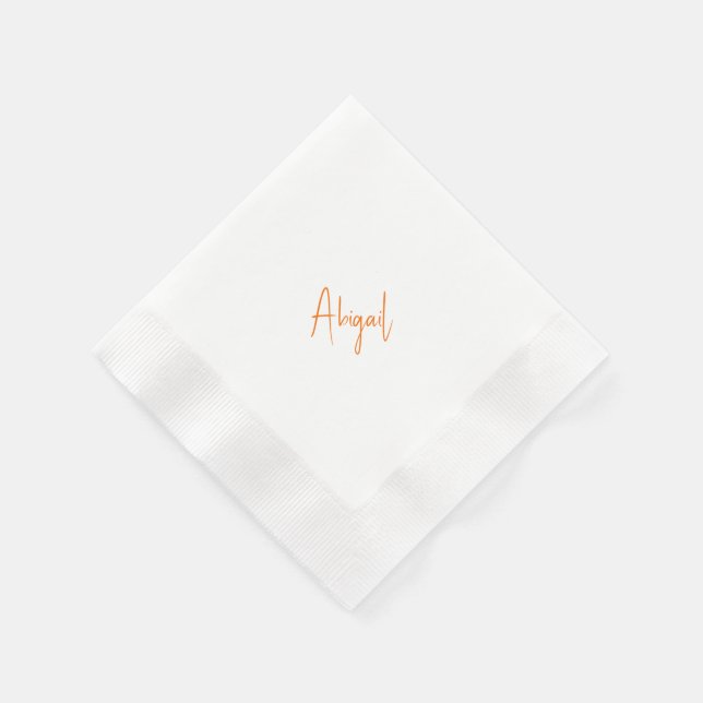 Servilleta De Papel Simple Couple Orange Script Name Wedding  (Borde)