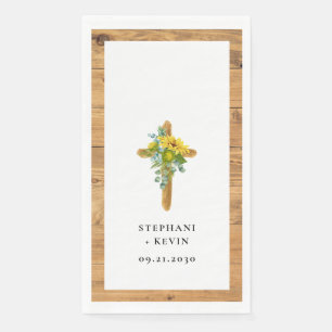 Servilleta De Papel Simple Cruz de Madera de Girasol Rústica para Boda