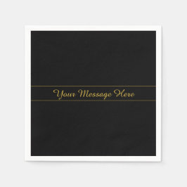 Servilleta De Papel Simple Customizable Gold & Black Text Design 