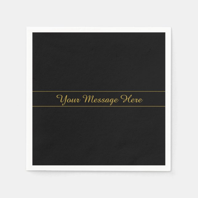 Servilleta De Papel Simple Customizable Gold & Black Text Design  (Anverso)
