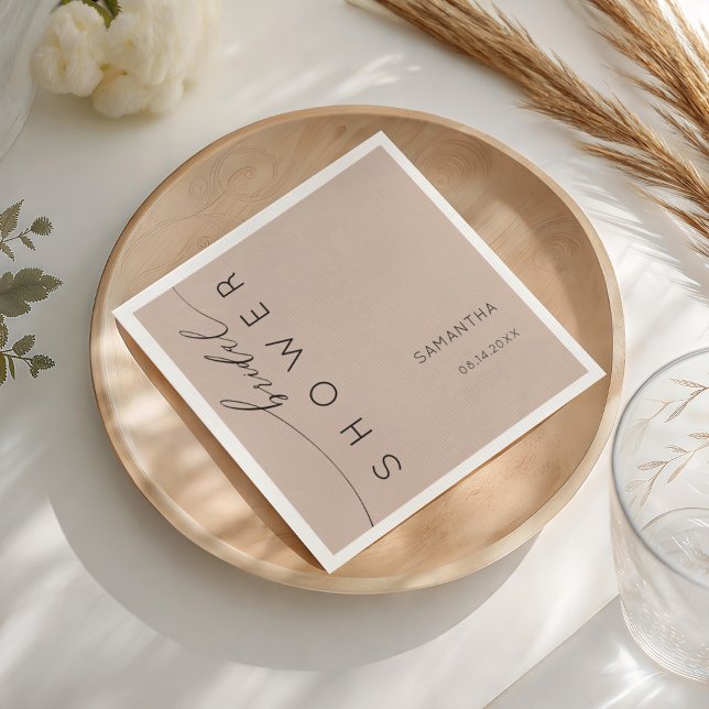 Servilleta De Papel Simple Dusty Peach Bridal Shower (Subido por el creador)