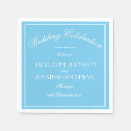 Servilleta De Papel Simple Elegant Aqua Blue & White Script Wedding