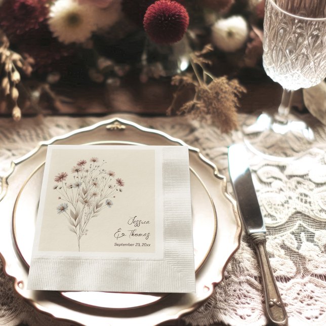 Servilleta De Papel Simple Elegant Boho Chic Wildflowers Wedding (Subido por el creador)