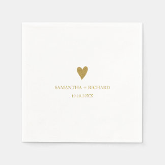 Servilleta De Papel Simple Elegant Gold Heart Wedding Personalized 