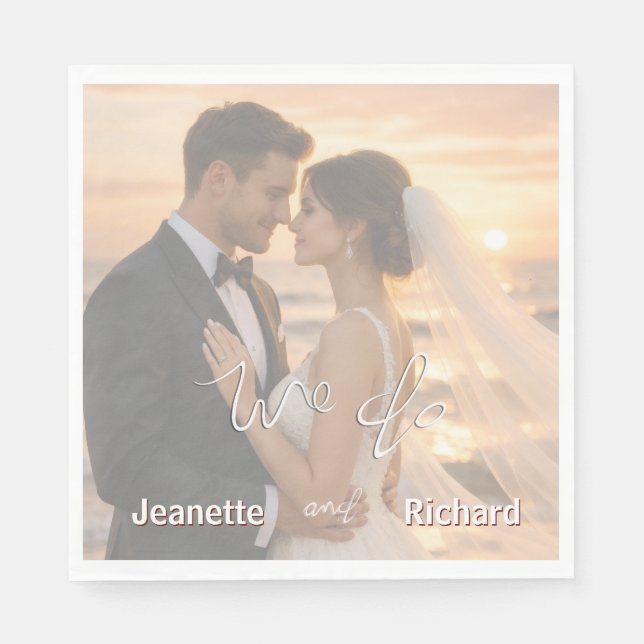 Servilleta De Papel Simple Elegant Minimalist Sunset Beach Wedding (Anverso)