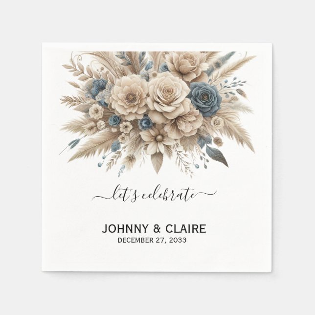 Servilleta De Papel Simple Elegant Modern Boho Pampas Grass Classic (Anverso)