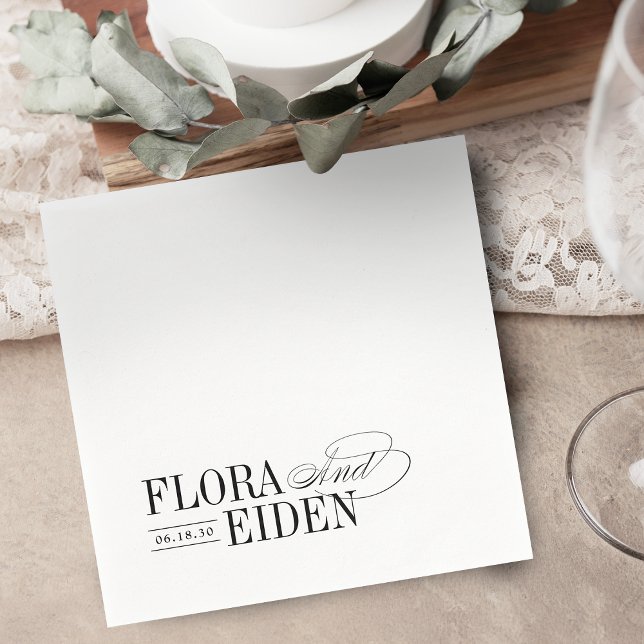 Servilleta De Papel Simple Elegant Timeless Typography Wedding (Simple Elegant Timeless Typography Wedding Napkins)